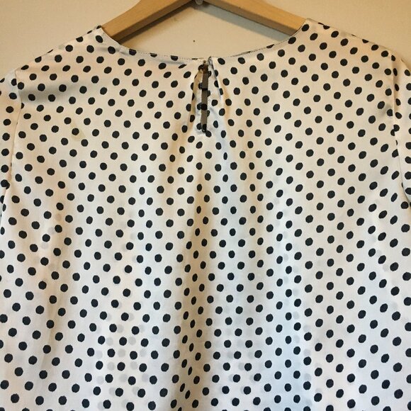 Zara Monochrome Polka Dot Print Long Sleeve Cropped Top - Picture 6 of 15